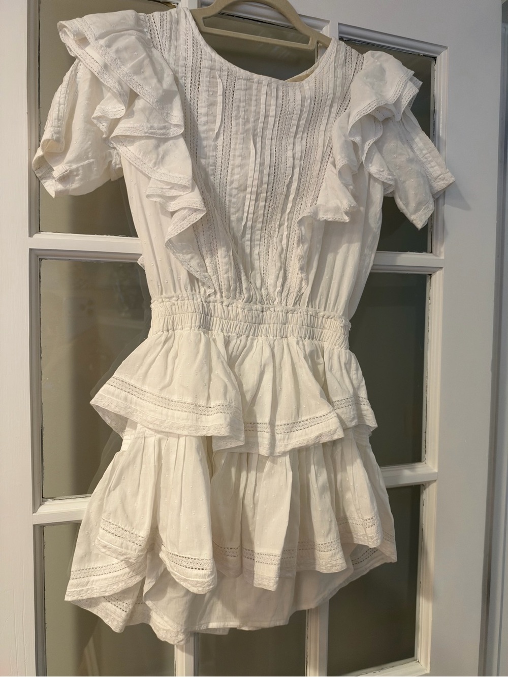 LoveShackFancy Natasha White Ruffle Mini Dress XS - Picture 4 of 9